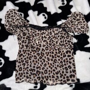 Leopard Print Sheer Top